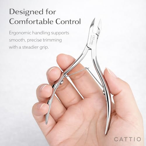 Cattio Professional Stainless Steel Cuticle Trimmer Set - Nippers, Pusher & Cutter for Home & Salon Use