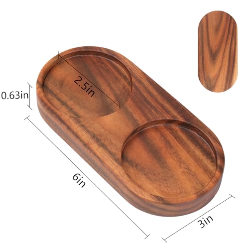 VanlonPro Acacia Wood Salt and Pepper Mill Tray - 6x3 Inches