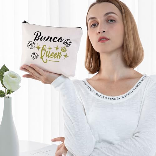 Bunco Queen Canvas Cosmetic Bag - Durable Toiletry Organizer for Game Night