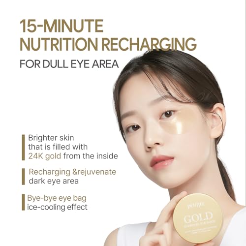 Petitfee 24K Gold Hydrogel Eye Patches 60 Sheets - Moisturizing & Brightening