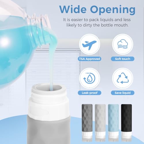 Silevoler Gray 16-Pack Travel Bottles Set TSA Approved Leakproof Refillable Toiletry Containers