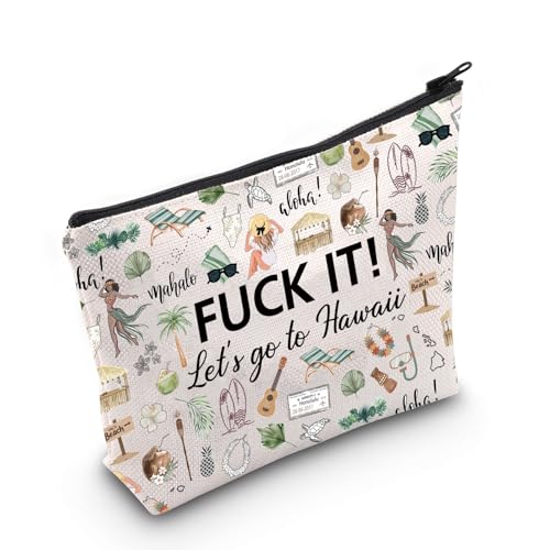 Hawaii Travel Makeup Bag - Go to Hawaii Cosmetic Pouch for Her