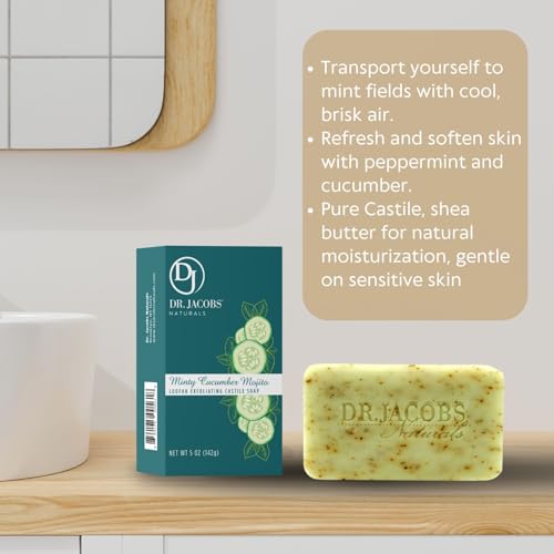 Dr. Jacobs Naturals Exfoliating Castile Bar Soap - Minty Cucumber Mojito, 5 oz