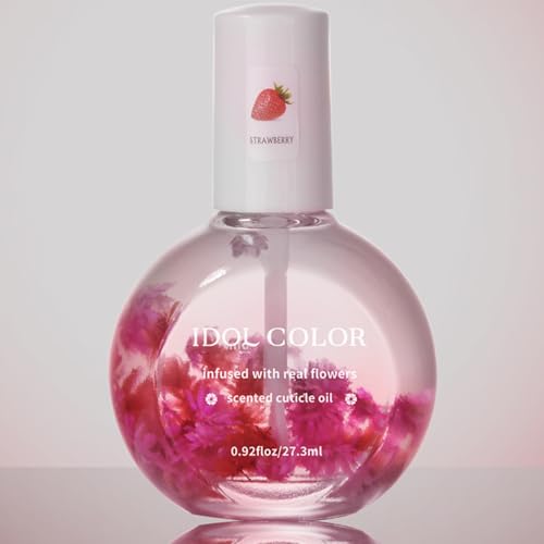 Strawberry Scented Cuticle Oil with Real Flowers - Nail & Nail Care