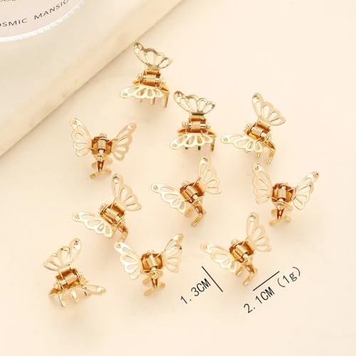 30 Pcs Mini Gold Butterfly Hair Clips - Strong Hold Claw Clips
