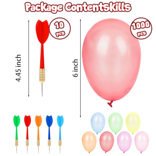 LovesTown 1000 PCS Carnival Darts & Balloons Set for Parties