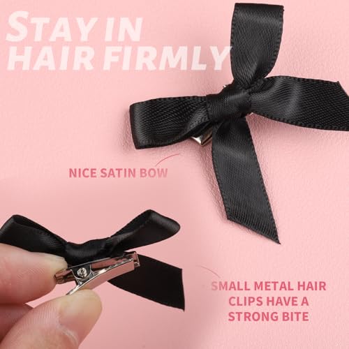Teenitor 30pcs Satin Hair Bows Set - Pink, Black & White Clips