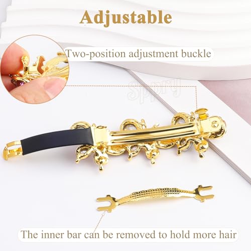 Elegant Blue Crystal Butterfly Hair Barrette for Thick Hair