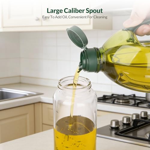 Hotder 500ml Olive Oil Dispenser Bottles - Glass, Non-Drip Spout, Easy Refill (2-Pack)