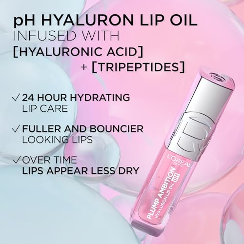 L'Oreal Paris Plump Ambition pH Hyaluron Lip Oil - Color Shifting Lip Tint 010 pH Cristal Ice
