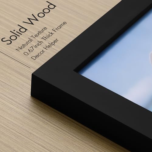 Vittanly 8x10 Solid Wood Picture Frame with Plexiglass, Black