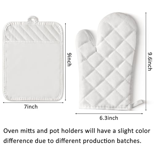GROBRO7 6-Piece Cotton Oven Mitts & Pot Holders Set - Heat Resistant, Machine Washable, BBQ Gloves with Hanging Loop