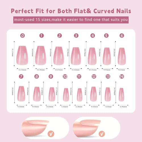 GUFUGU Style-5 150 Pcs Colorful French Tip Press On Nails Medium Coffin Full Cover Fake Nails Reusable for Women