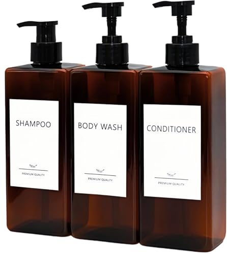 Refillable Shampoo and Conditioner Dispenser Set - 3 Pack, 500ml