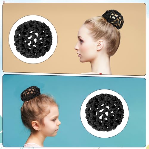 Black Elastic Knit Hair Nets for Ballet and Dance - Set of 8