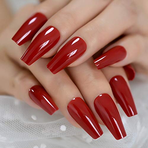 Gorgeous Red Coffin Press-On Nails - 24pcs Ballerina Style