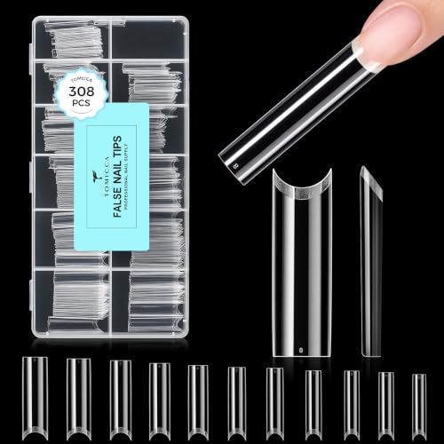TOMICCA 2XL Extra Long Square Nail Tips - No C Curve Flat Nail Extensions