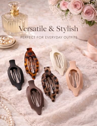 Ibubudu Tortoiseshell 6-Pack Medium Duckbill Hair Clips Non-Slip Strong Hold