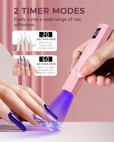 mlogiroa Handheld UV Nail Light - 3W Portable LED Lamp with Timer