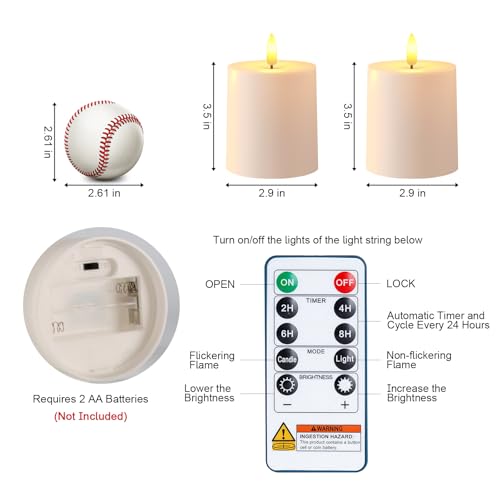 Raycare Waterproof Flameless LED Candles with Remote - Set of 2