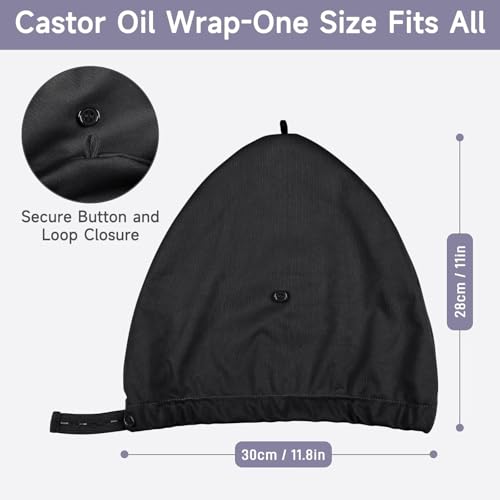 Paw Legend Castor Oil Pack Wrap - Black Overnight Hair Cap Cover (1 Count)