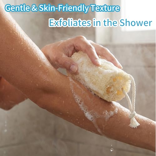 Natural Loofah Exfoliating Body Sponge - 4 Pack for Bath & Shower