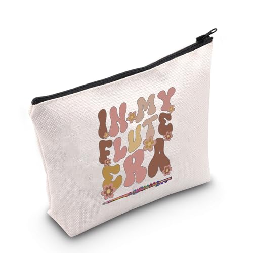 Flute Player Canvas Makeup Bag - Music Lover Zipper Pouch Organizer