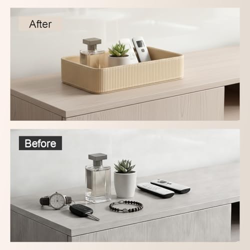 PU Leather Desk Organizer Tray - Modern Nightstand Storage