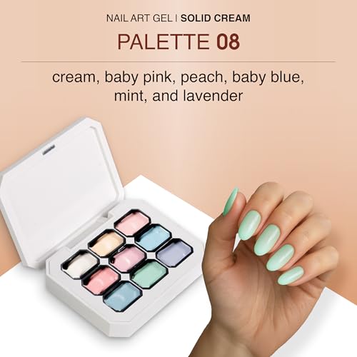 Cre8tion HEMA-Free Nail Art Gel Palette - 9 Soft Macaron Colors