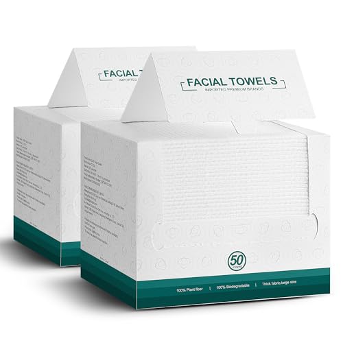 LUXU Disposable Face Towels - 100 Count Ultra-Soft Biodegradable Facial Cloths