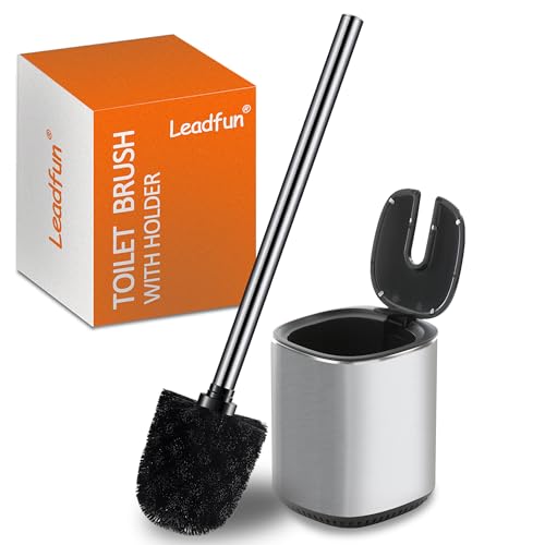 Stainless Steel Toilet Brush and Holder Set with No-Touch Design