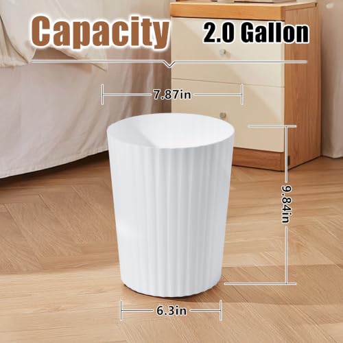 Compact 2 Gallon Trash Can - White Waste Bin for Home & Office
