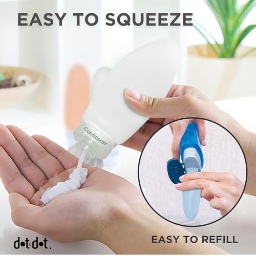 Dot&Dot 3oz All White Leak-Proof Travel Bottles Set of 4 TSA Approved Silicone Containers