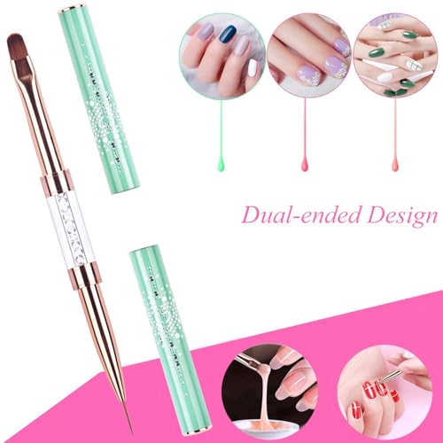 Ycyan Dual-ended UV Gel Nail Brush Set with Rhinestone Handle