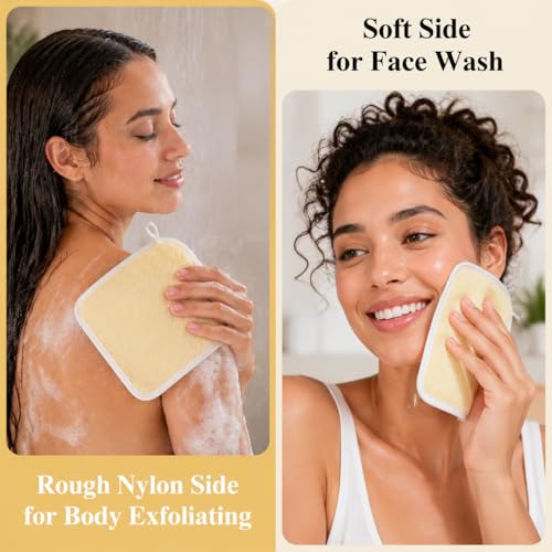 MAQIHAN Exfoliating Washcloth - 4 Pack Dual-Sided Body & Face Towel