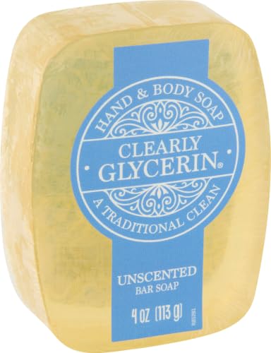 Clearly Glycerin Unscented Bar Soap - 4 Ounce, Pack of 12