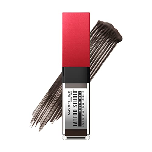 Maybelline Tattoo Studio Brow Gel - Waterproof Tinted Eyebrow Makeup, Black Brown