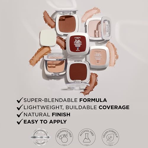 L'Oreal Paris True Match Super Blendable Oil-Free Powder Foundation W6 Medium - Pack of 2, 0.33 oz Each