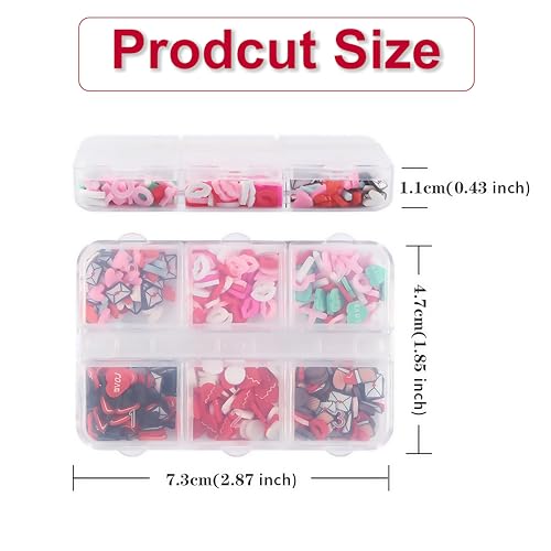 Valentine Nail Art Charms Set with Heart Lips Envelopes for DIY Manicure
