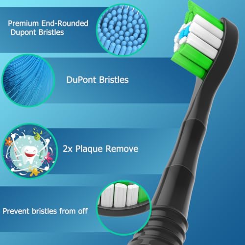 Zekuavi Compatible Toothbrush Heads for AquaSonic - 16 Pack (8White8Black)