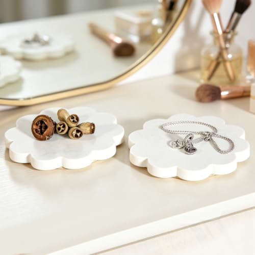 Flower Marble Coasters Set of 2 with Cork Backing - Stylish Tabletop Protection