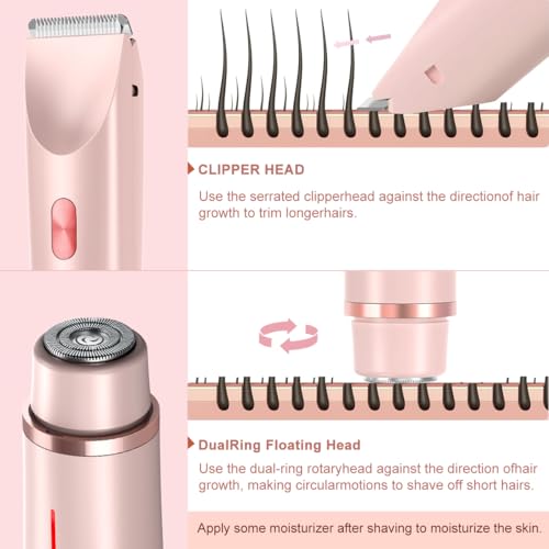 Pink 2-in-1 Bikini Trimmer for Women - IPX7 Waterproof Electric Razor