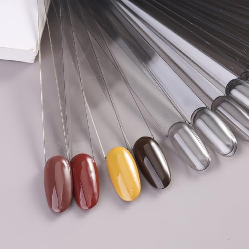 Transparent Black Oval 150 Pcs Nail Swatch Sticks with Ring for Nail Art & Display