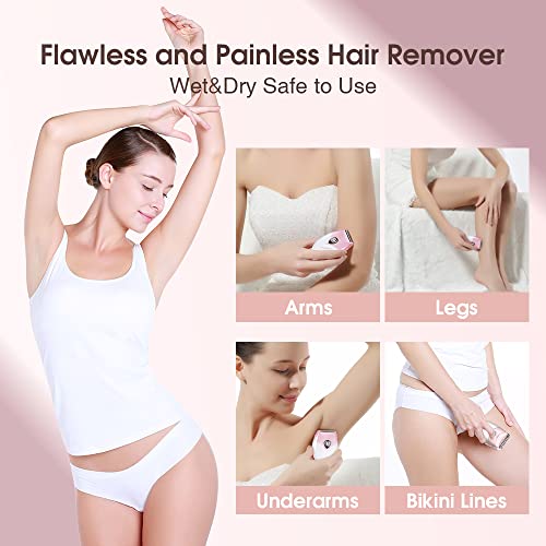 TOUCHBeauty Electric Shaver for Women, Painless Bikini Trimmer with 3-Blade System, Wet/Dry Cordless Foil Razor for Facial, Leg, Underarm & Body Hair, Battery-Powered, Gifts for Women, Pink
