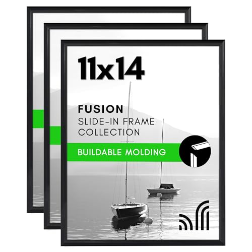 Americanflat 11x14 Black Picture Frame 3-Pack with Slide-In Front Cover