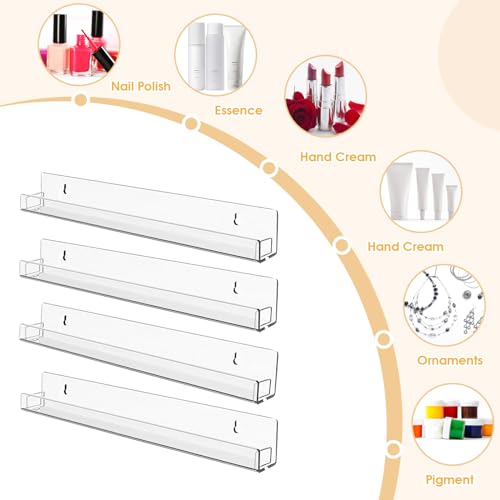 Wall-Mounted Nail Polish Organizer Rack - 6 Pack Acrylic Shelf
