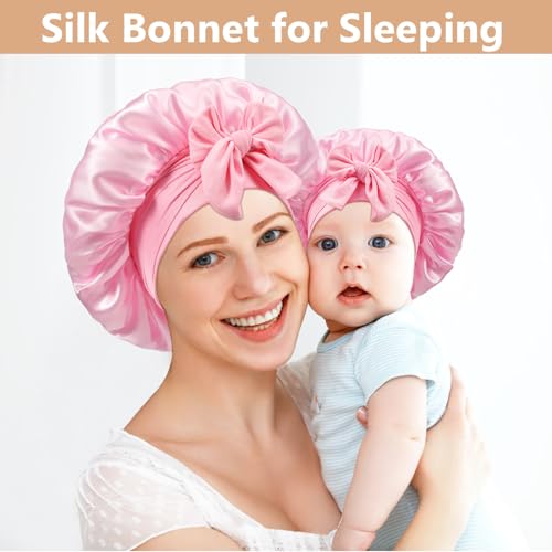 Mommy and Me Satin Bonnet Set - Adjustable Sleeping Hair Caps