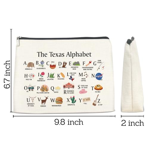 Nurawo E Texas State Makeup Bag Cosmetic Pouch Travel Organizer for Women - Waterproof Polyester, Double-Sided Print