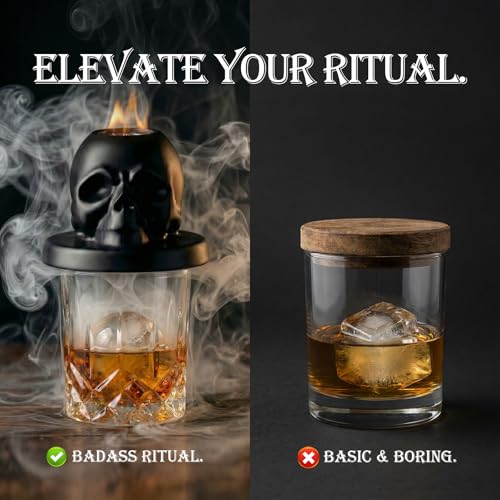 OAGA Skull Whiskey Smoker Kit with Single-Flame Torch – Portable Set