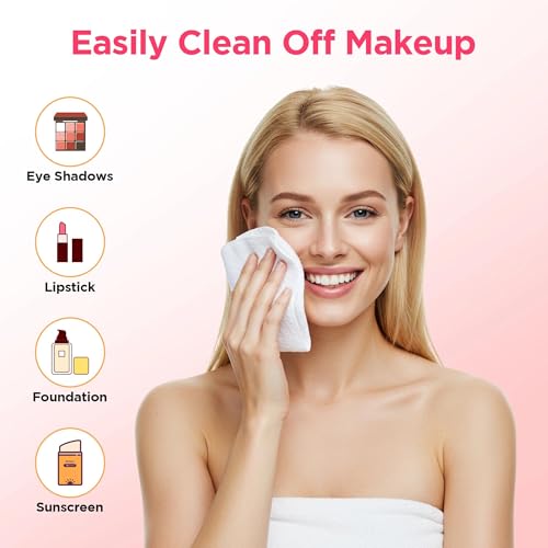 SOOWASH Ultra-Soft Disposable Face Towels, Pink - 60 Pack